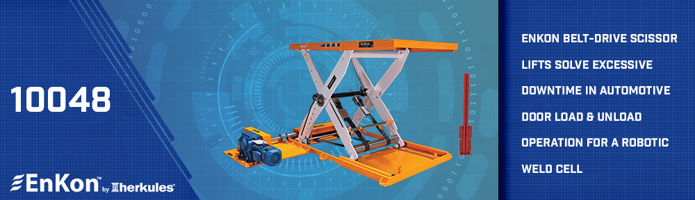 EnKon Belt-Drive Scissor Lifts Solve Excessive Downtime in Automotive Door Load & Unload Operation for a Robotic Weld Cell