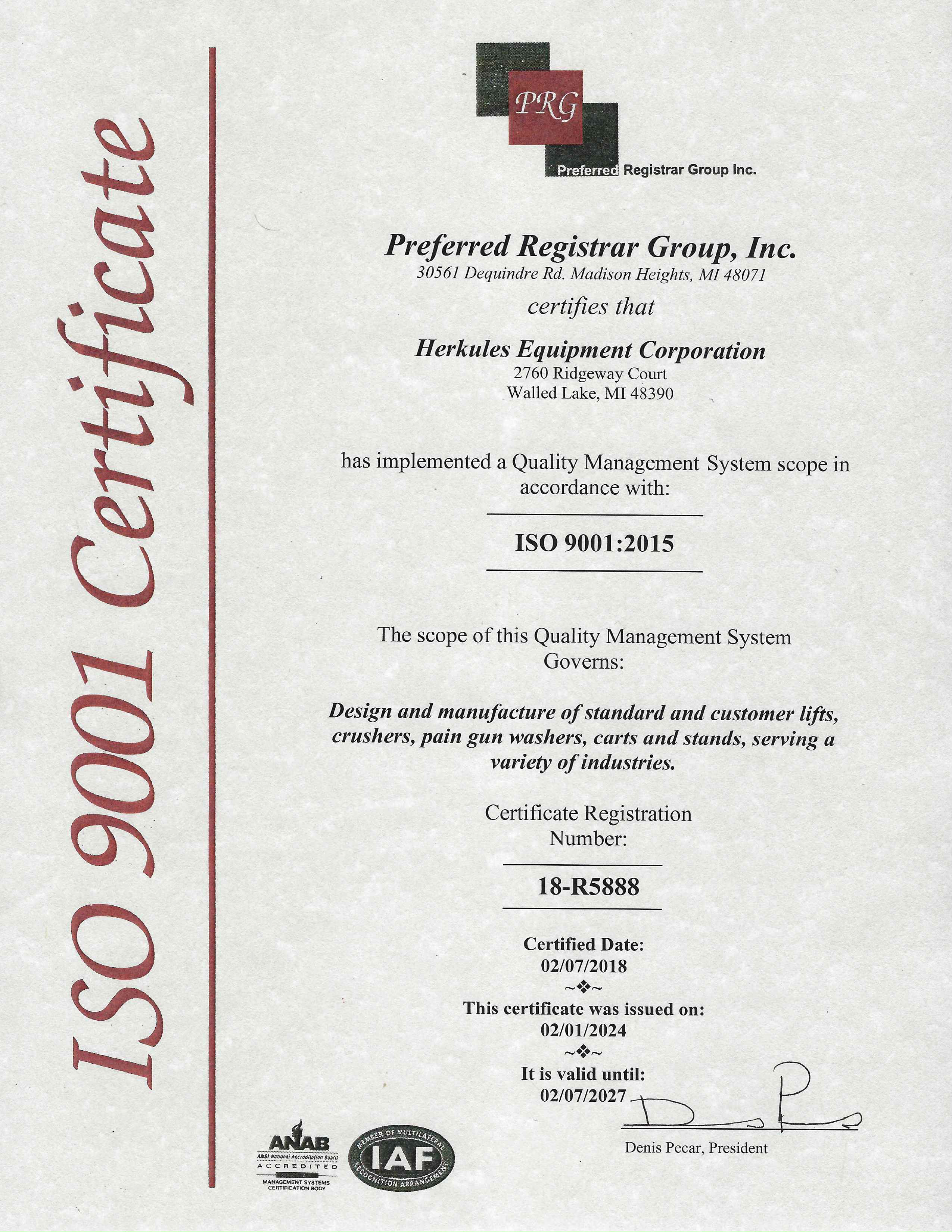Herkules ISO Certification